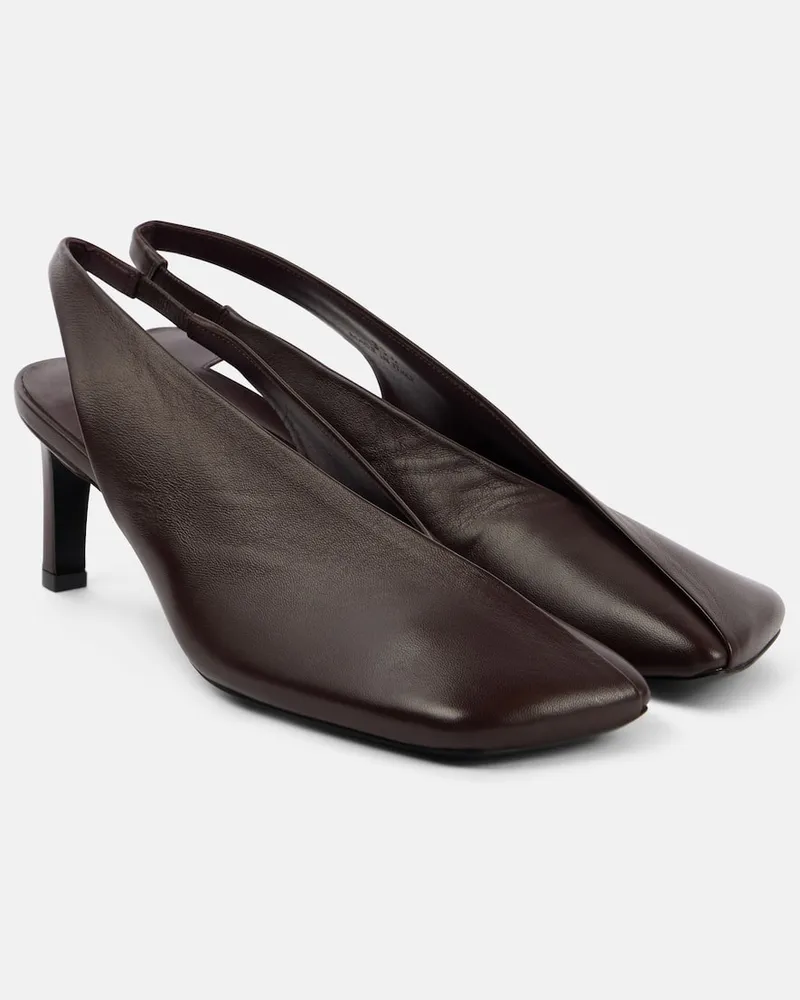 Jil Sander Slingback-Pumps aus Leder Braun