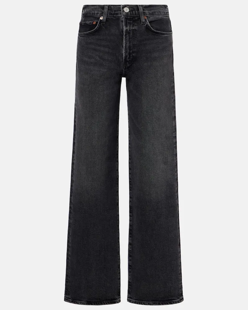 AGOLDE Mid-Rise Straight Jeans Harper Schwarz