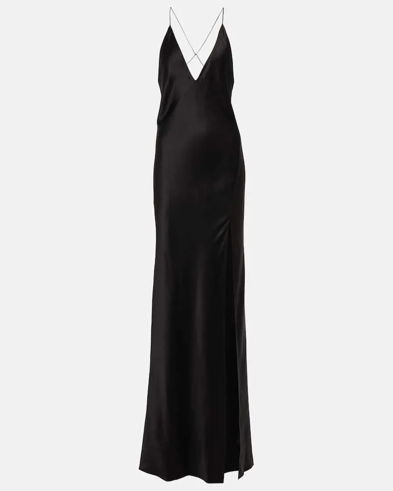 Nili Lotan Robe Katie aus Seide Schwarz