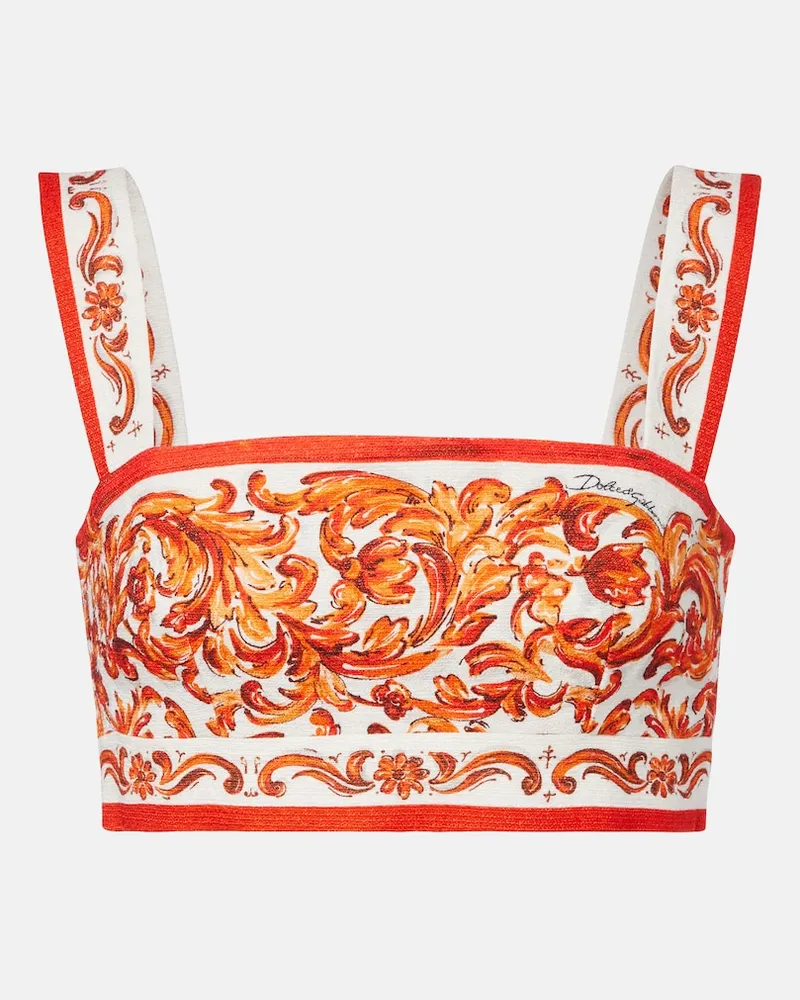 Dolce & Gabbana Bedrucktes Cropped-Top Majolica Orange
