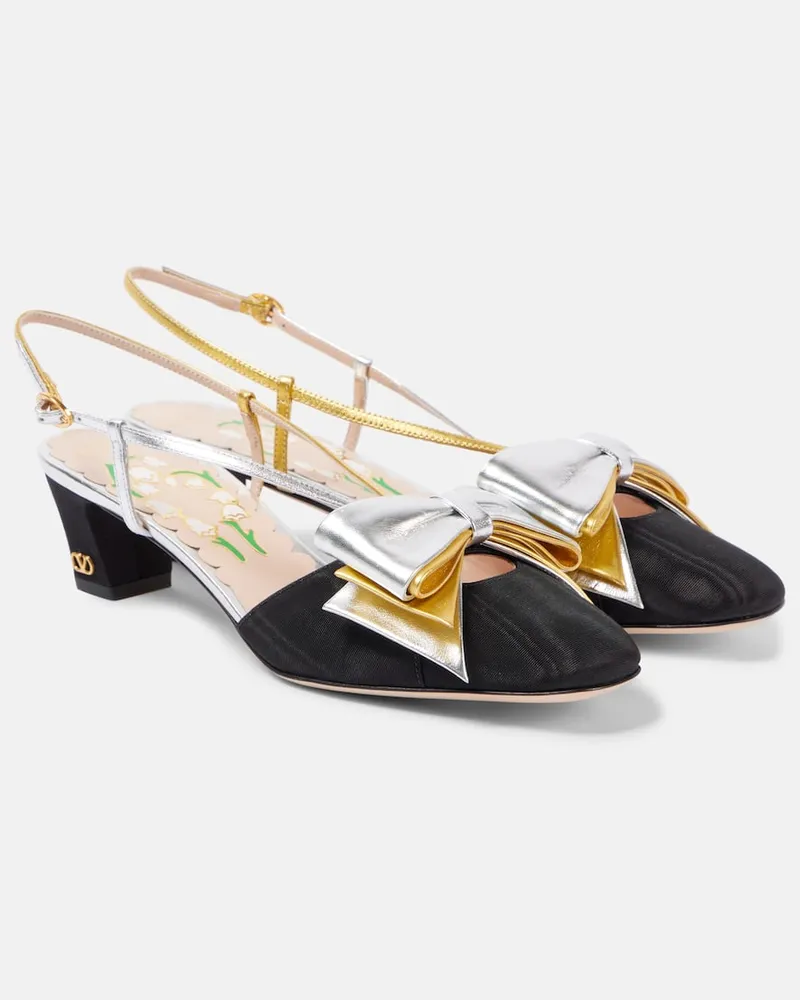 Valentino Garavani Slingback-Pumps Bowow 45 aus Moiré und Leder Schwarz