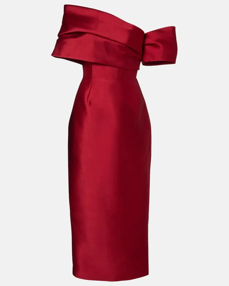 Solace London Off-Shoulder-Cocktailkleid Mirla aus Satin Rot
