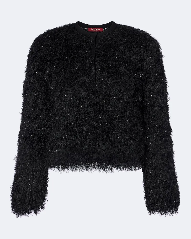 Max Mara Cardigan mit Pailletten Schwarz