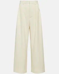 WARDROBE.NYC Weite Low-Rise-Hose aus Wolle Weiss