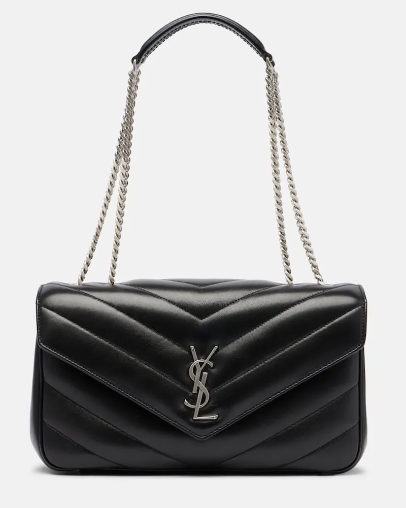 Saint Laurent Schultertasche Loulou Medium aus Leder Schwarz