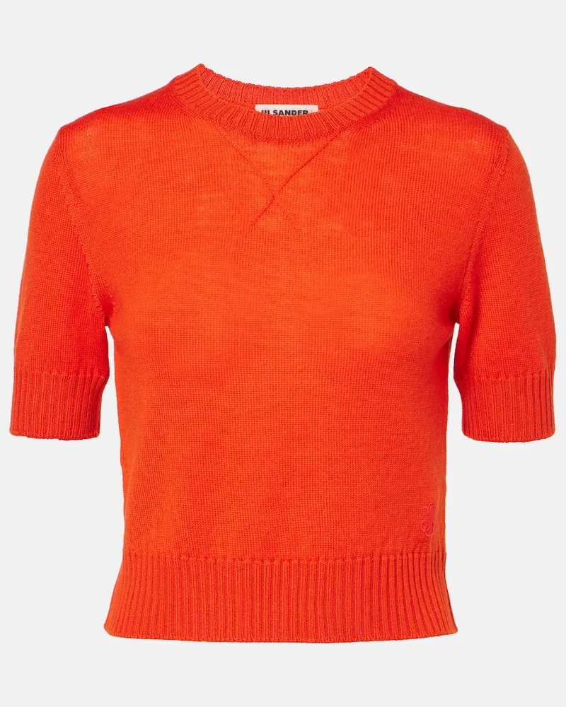 Jil Sander Top aus Schurwolle Rot