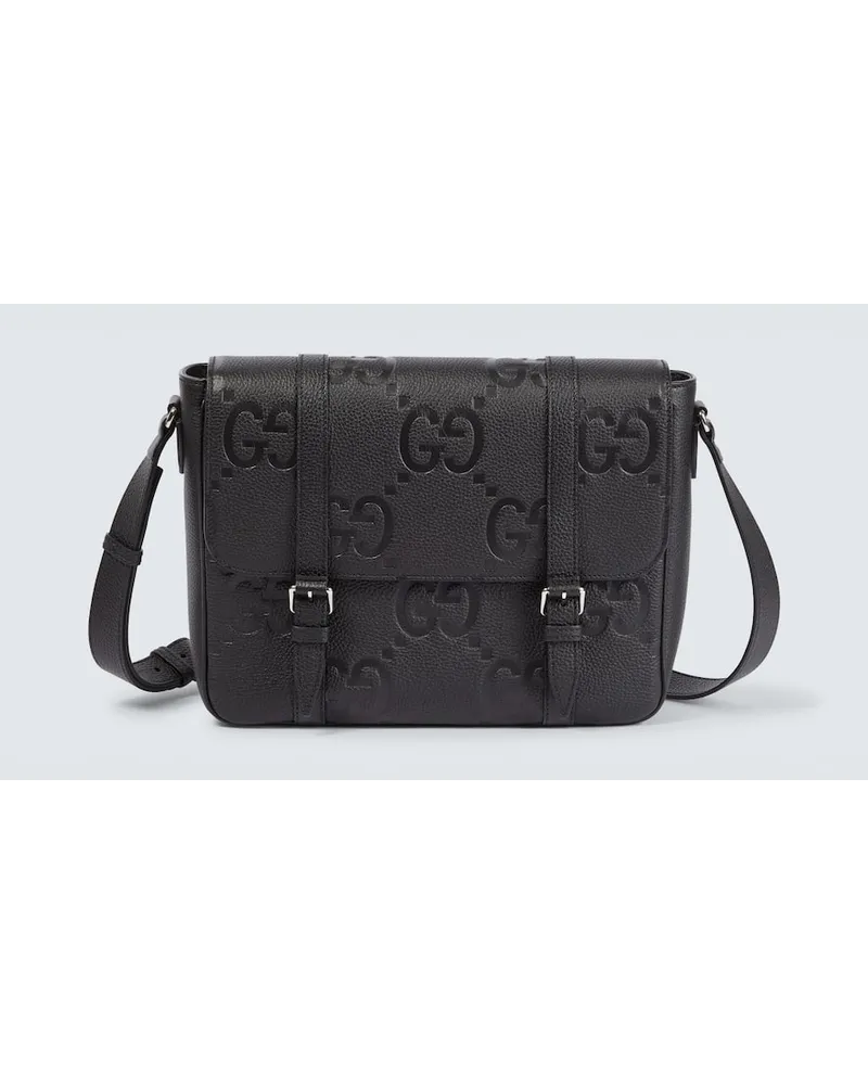 Gucci Messenger Bag Jumbo GG Medium aus Leder Schwarz