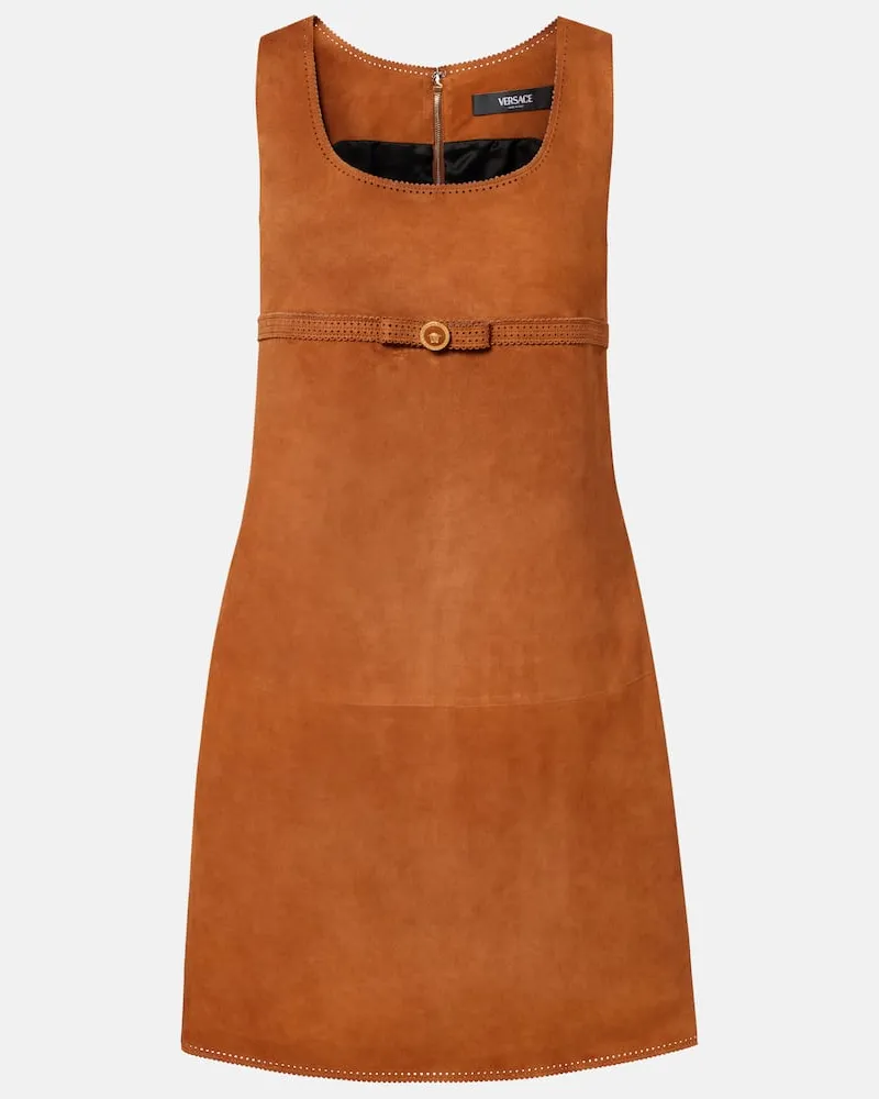 Versace Minikleid aus Veloursleder Braun