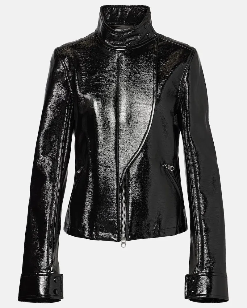 Courrèges Courrèges Beschichtete Bikerjacke aus Canvas Schwarz