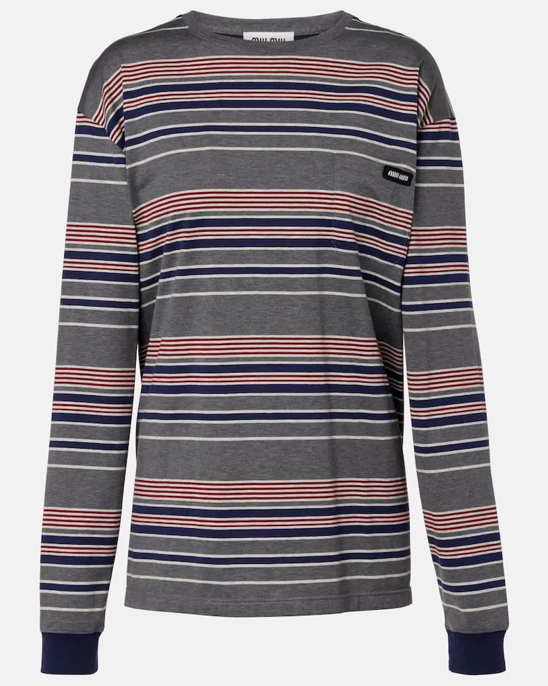 Miu Miu Oversize T-Shirt aus Baumwoll-Jersey Grau