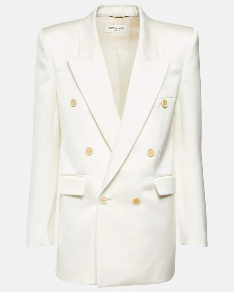 Saint Laurent Blazer aus Seide Weiss