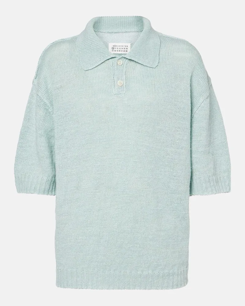 Maison Margiela Polopullover aus Hanf Blau