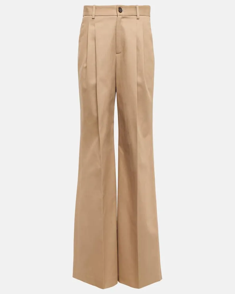 Nili Lotan High-Rise-Hose Flavie aus Baumwolle Beige