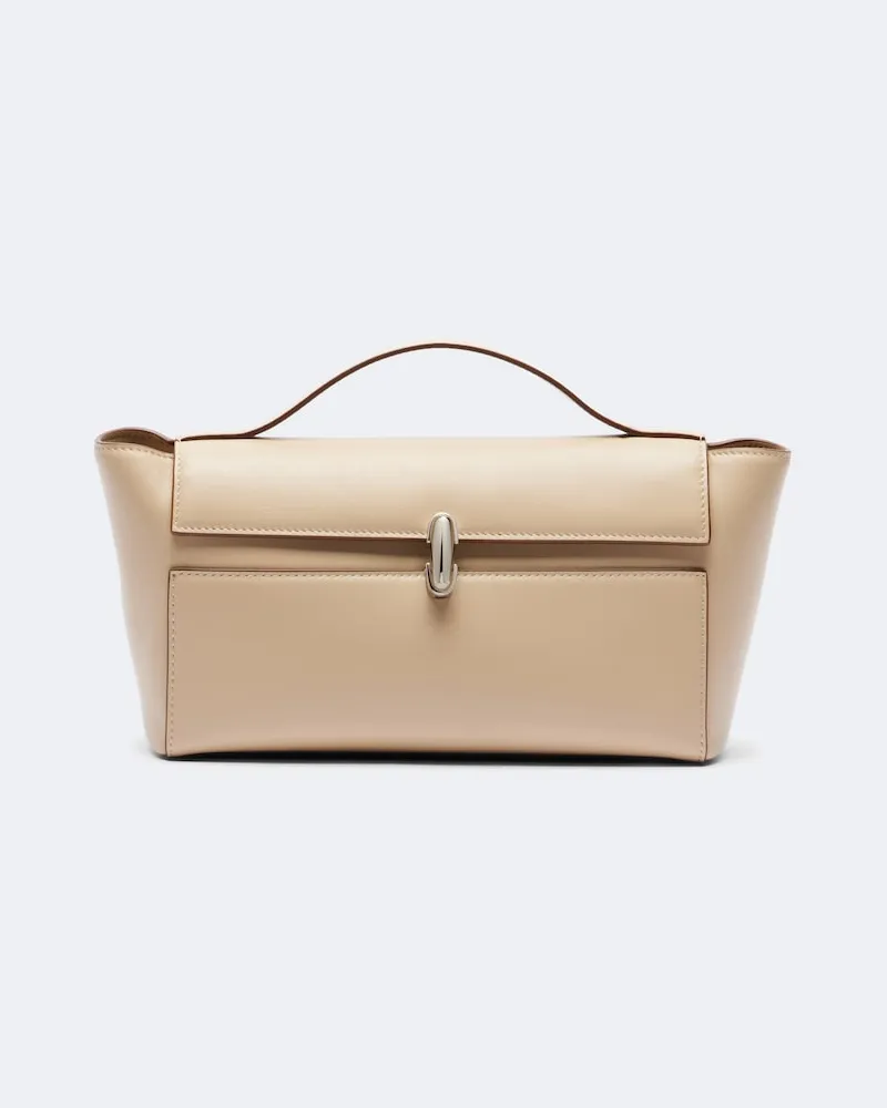 SAVETTE Henkeltasche Symmetry Trapeze Small aus Leder Beige