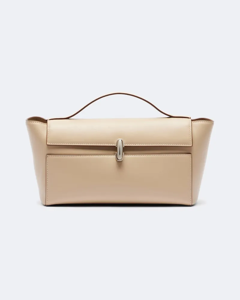 SAVETTE Henkeltasche Symmetry Trapeze Small aus Leder Beige