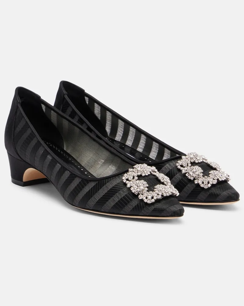 Manolo Blahnik Pumps Hangisi mit Kristallen Schwarz