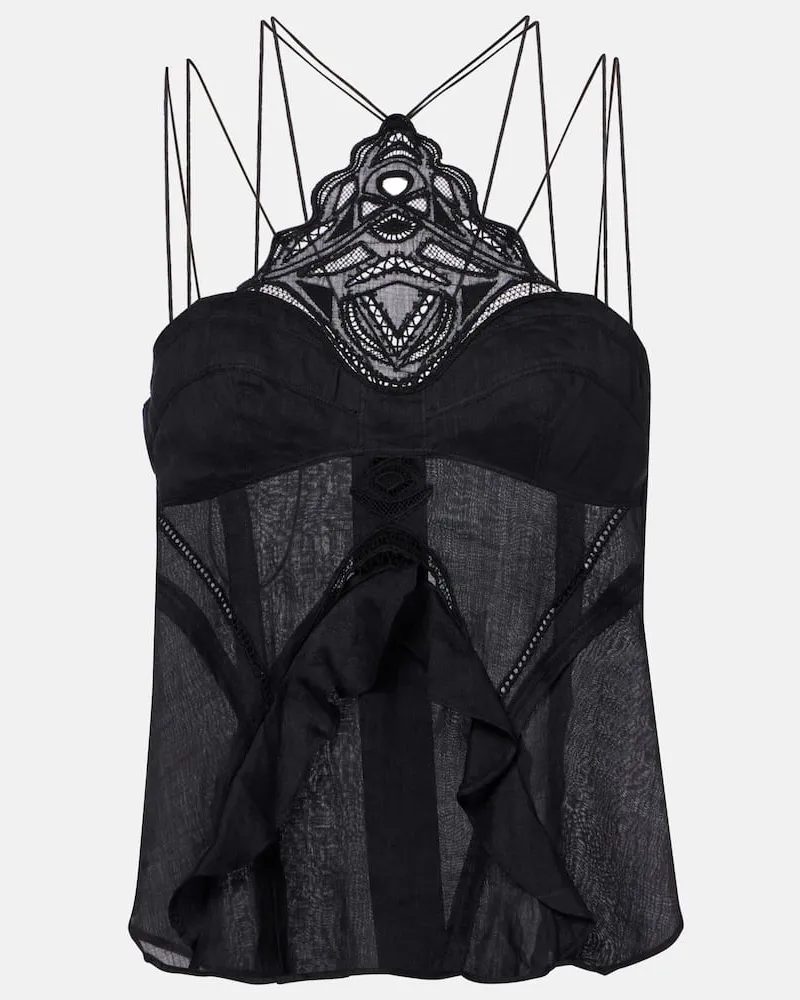 Isabel Marant Top Leana aus Ramie Schwarz