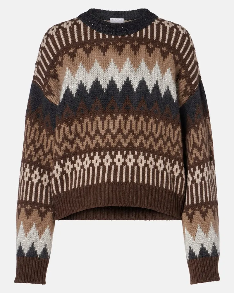 Brunello Cucinelli Pullover aus Jacquard Braun