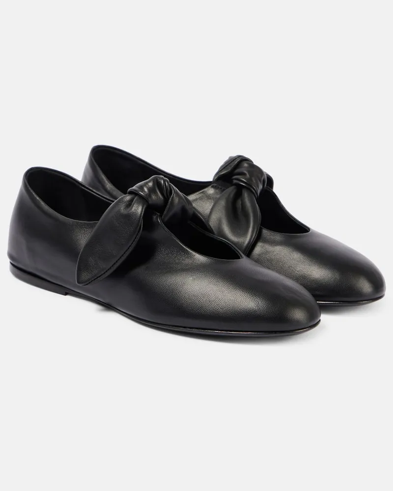 Co Ballerinas aus Leder Schwarz