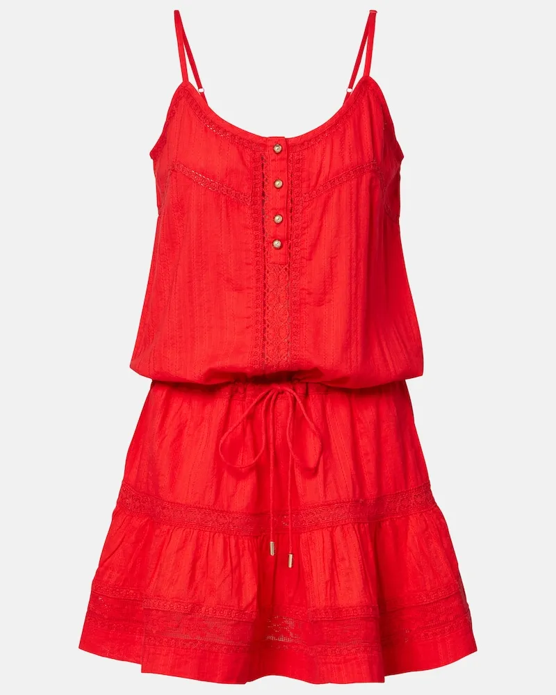 Melissa Odabash Minikleid Kelly aus Baumwolle mit Häkelstrick Rot