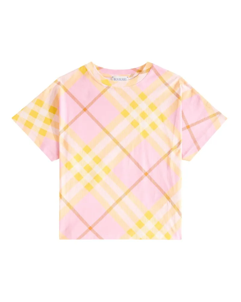 Burberry T-Shirt Burberry Check aus Baumwoll-Jersey Rosa