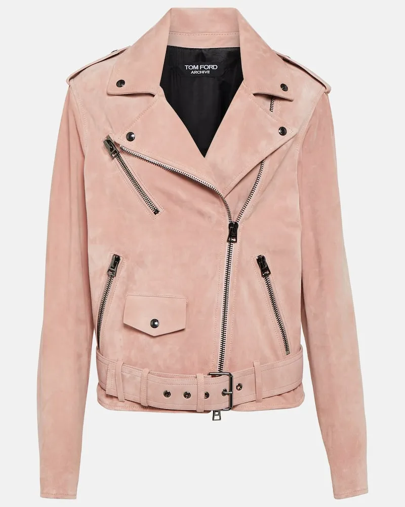Tom Ford Bikerjacke aus Veloursleder Nude