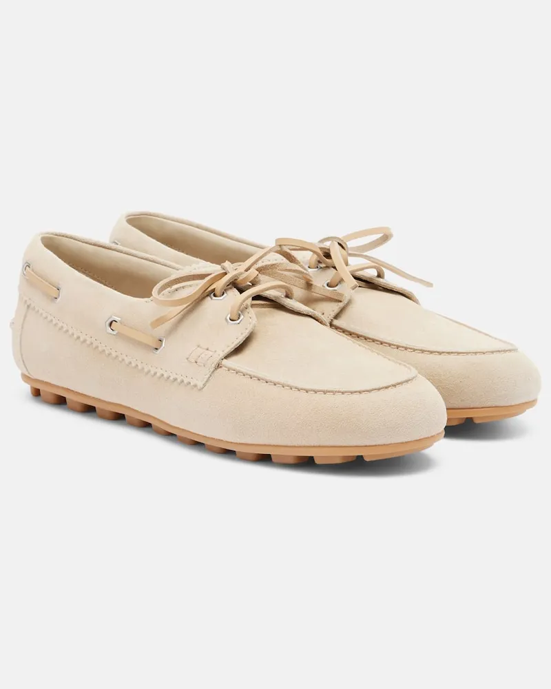 Hogan Segelschuhe H693 aus Veloursleder Beige