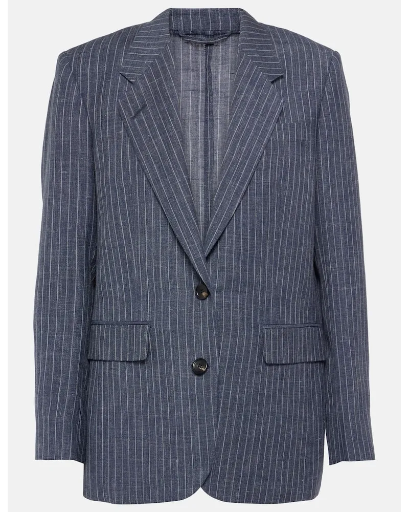 Loro Piana Blazer Belia aus Leinen, Wolle und Seide Blau