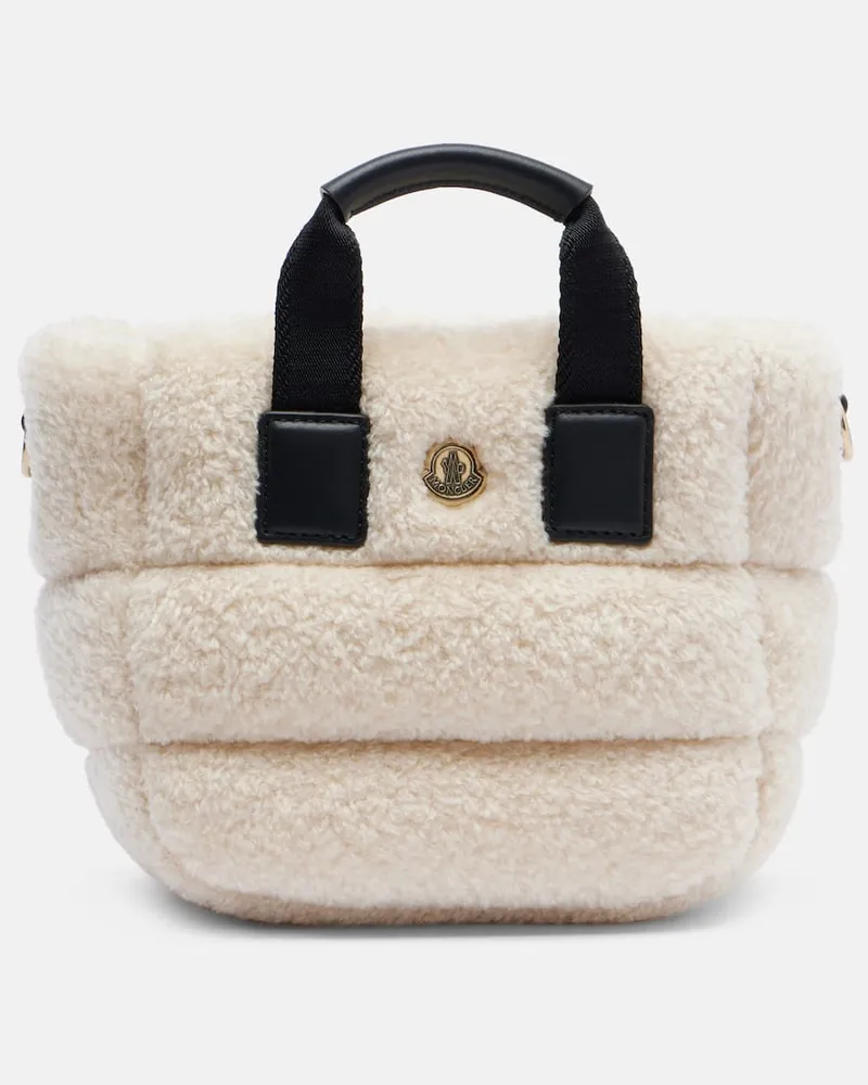 Moncler Tote Bag Caradoc Mini aus Teddyfleece Weiß