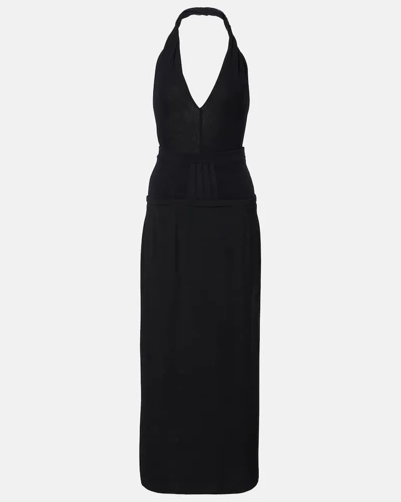 ATTICO Midikleid aus Crêpe und Tüll Schwarz