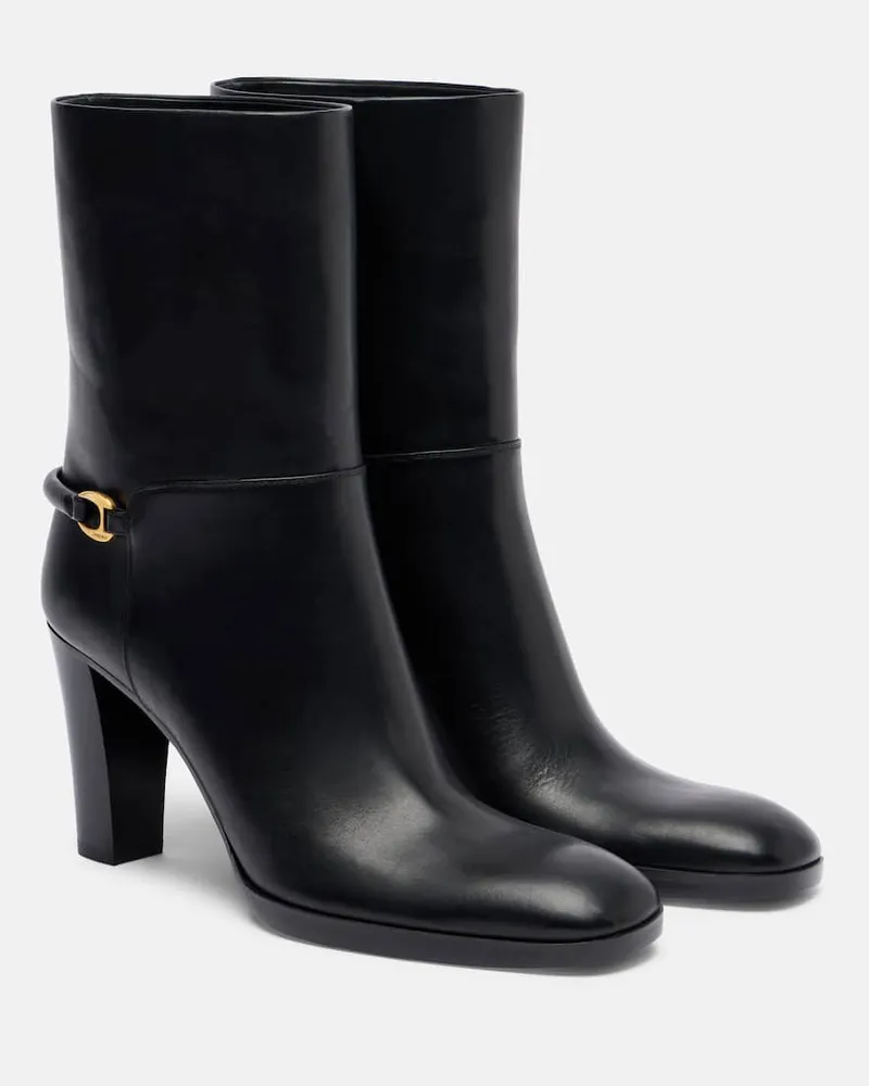 Saint Laurent Ankle Boots Sulpice 80 aus Leder Schwarz