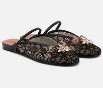 Verzierte Slippers Pixie mit Leder