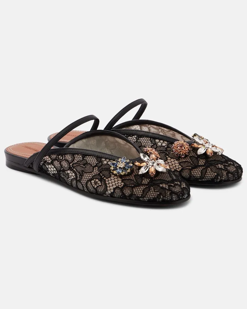 Zimmermann Verzierte Slippers Pixie mit Leder Schwarz