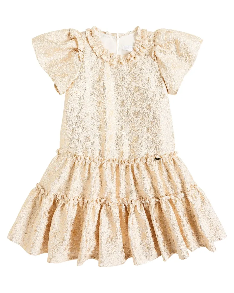 Monnalisa Kleid aus Lamé-Jacquard Gold