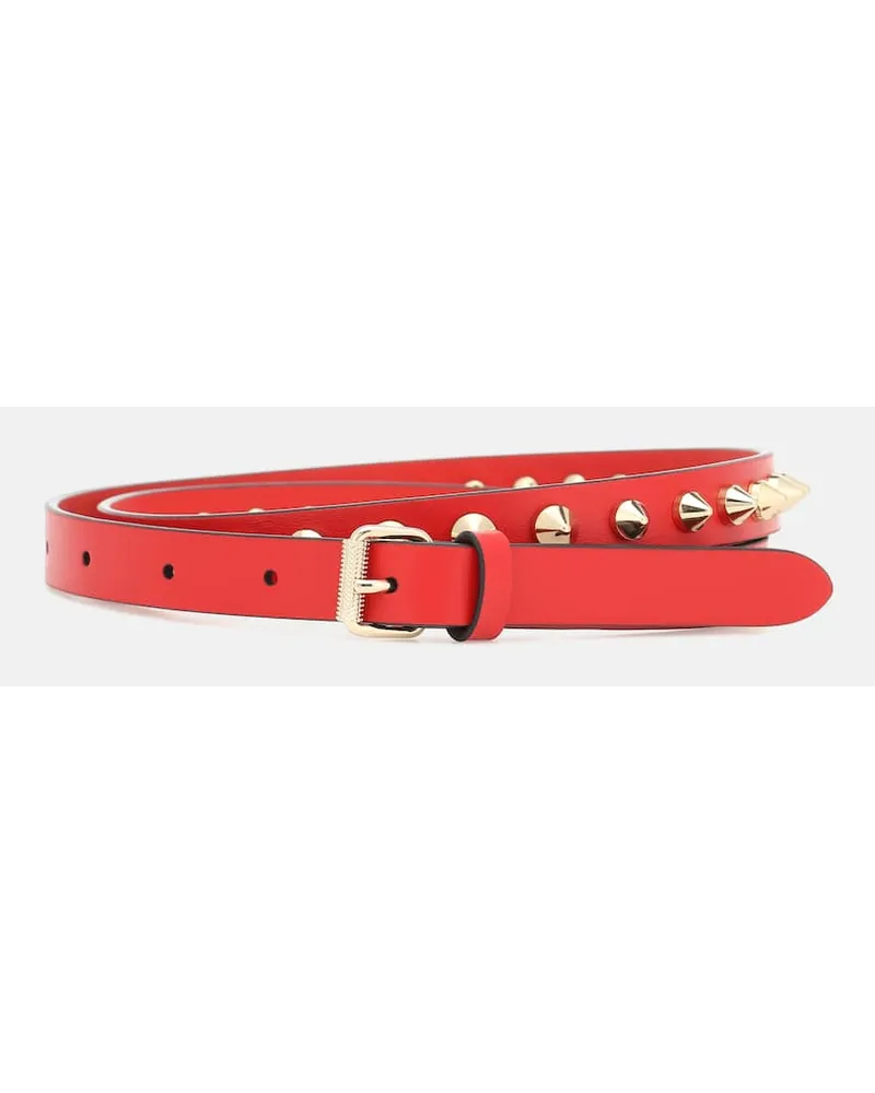 Christian Louboutin Verzierter Gürtel Loubispikes aus Leder Rot