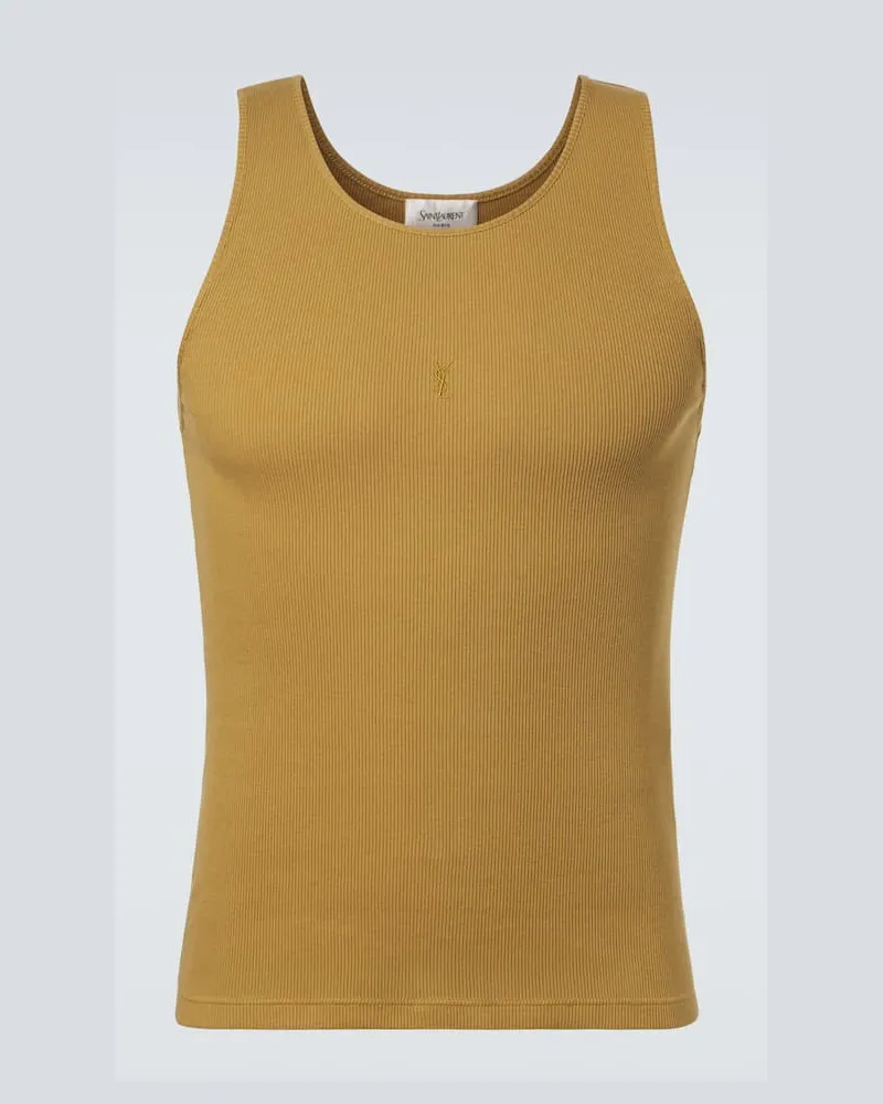 Saint Laurent Top Cassandre aus Baumwolle Beige