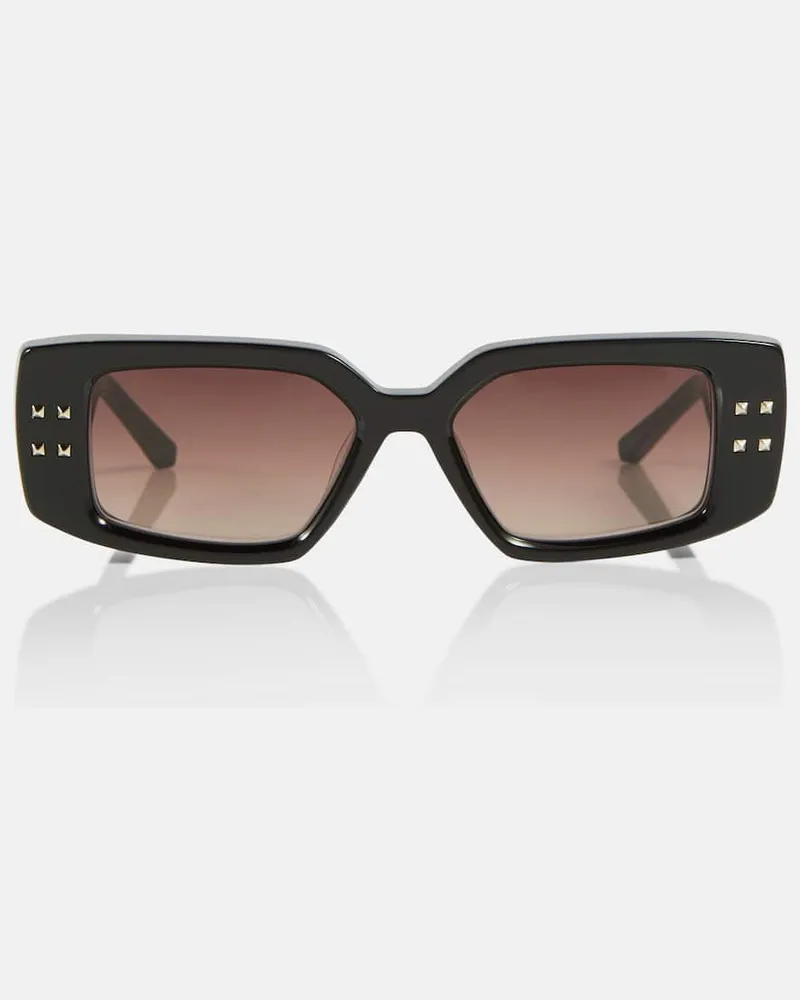 Valentino Garavani Eckige Sonnenbrille V-Cinque Schwarz