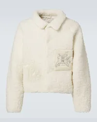 ERL Bestickte Jacke aus Faux Shearling Weiss