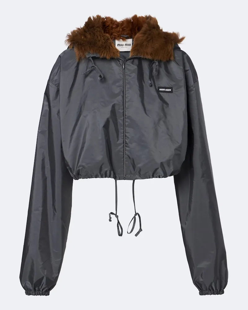 Miu Miu Jacke mit Shearling Grau