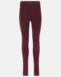 Joseph Leggings aus Veloursleder Burgund