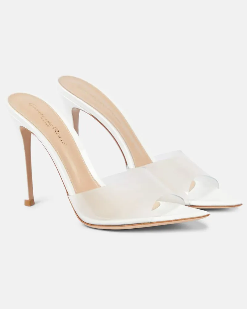 Gianvito Rossi Pantoletten Elle 105 mit Lackleder Weiß