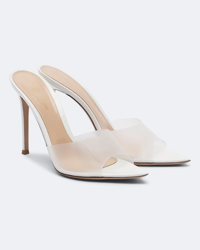 Gianvito Rossi Pantoletten Elle 105 mit Lackleder Weiß