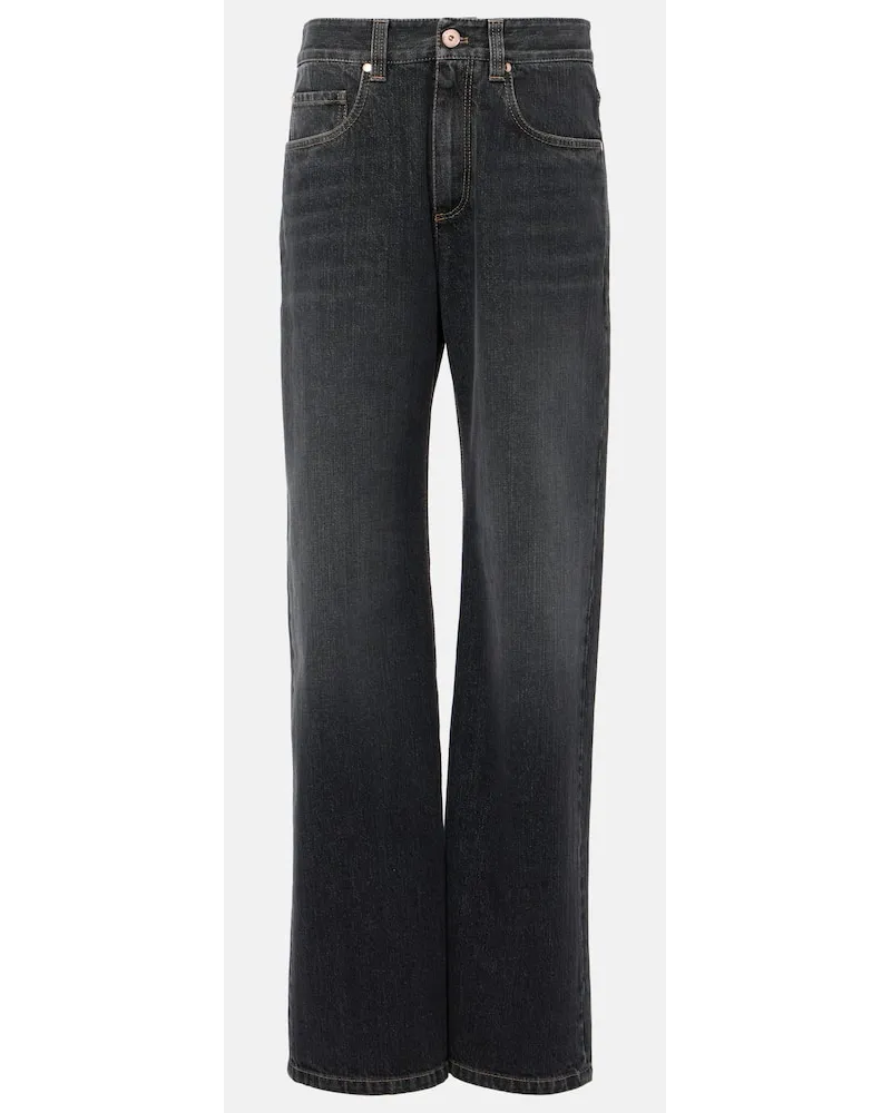 Brunello Cucinelli Mid-Rise Wide-Leg Jeans Schwarz
