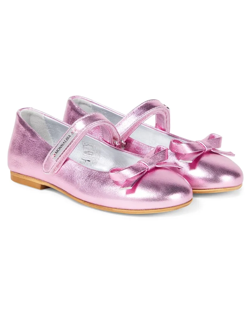 Monnalisa Ballerinas aus Metallic-Leder Rosa