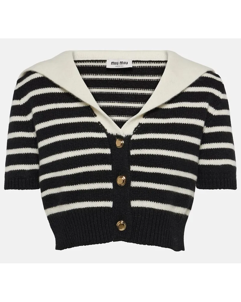 Miu Miu Cropped-Cardigan aus Kaschmir Schwarz