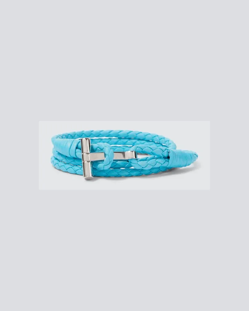 Tom Ford Armband T aus Leder Blau