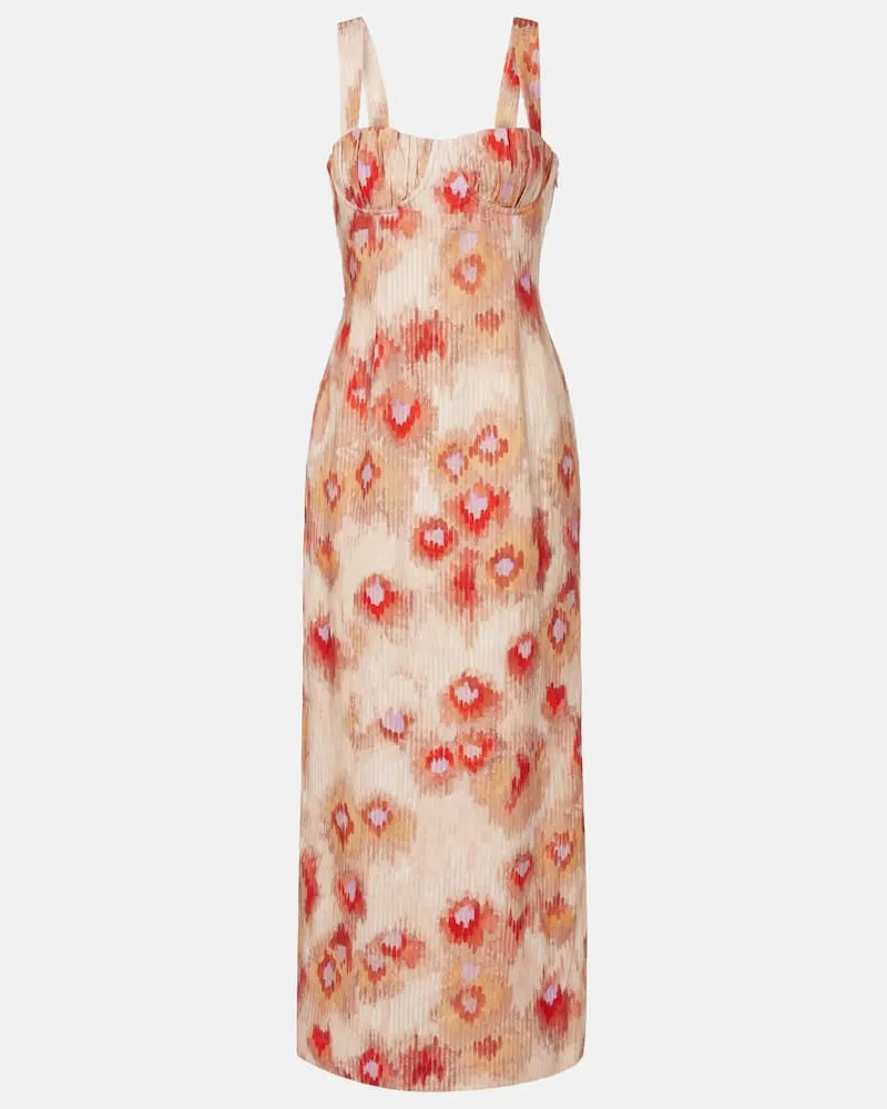 SIR Bedrucktes Maxikleid Bettina aus Leinen Multicolor