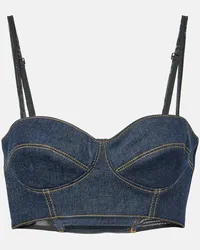 Alaïa Alaia Bustier-Top aus Denim Blau