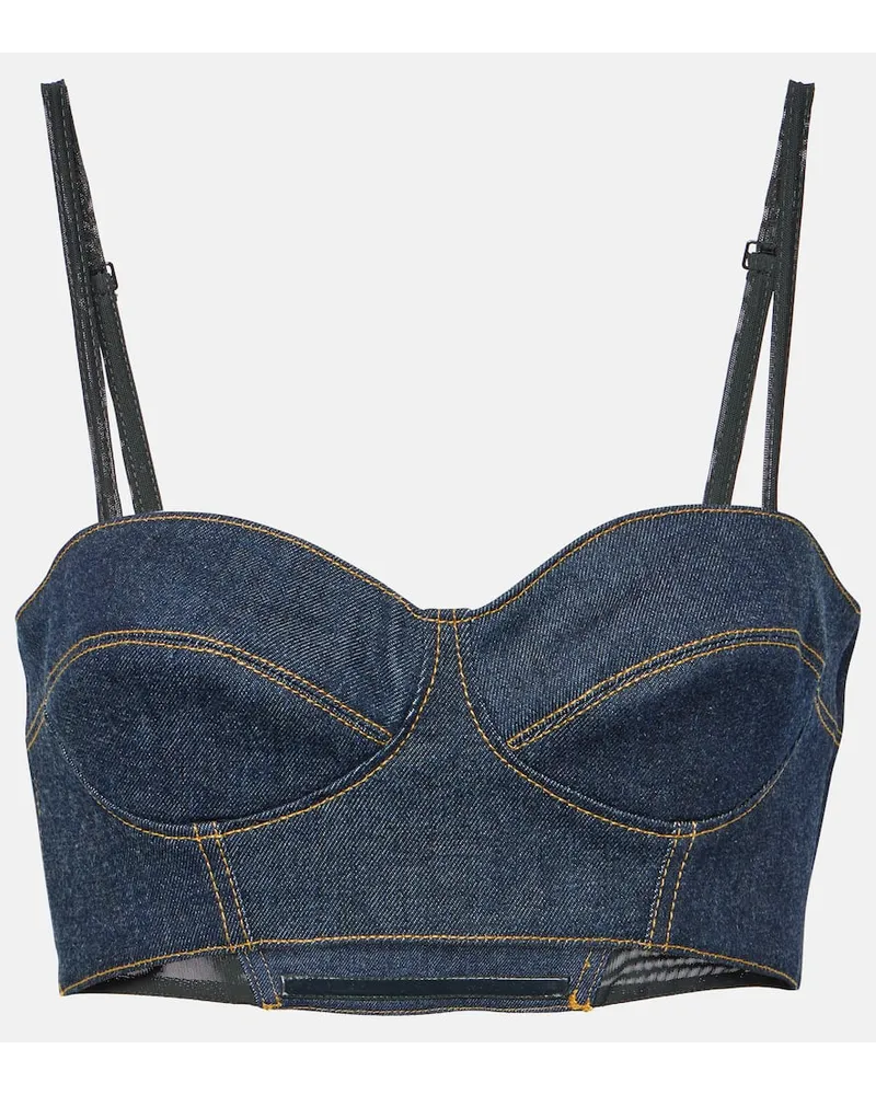 Alaïa Alaia Bustier-Top aus Denim Blau