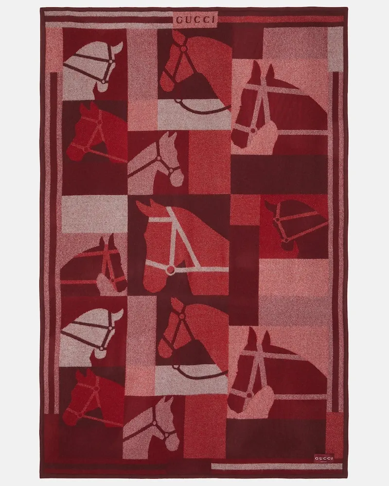 Gucci Decke aus Wolle und Kaschmir Rot